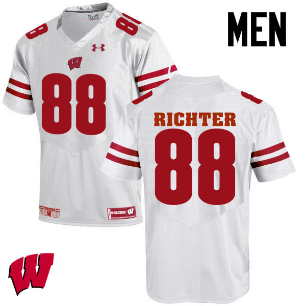 Men Wisconsin Badgers #88 Pat Richter College Football Jerseys-White - Click Image to Close